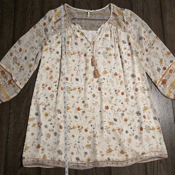 JOIE Silk Floral Print Dress - Vesta In White Orange Tan Size Medium - Picture 9 of 10